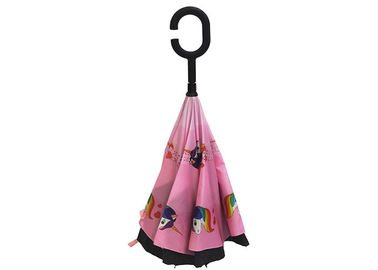 عكس صغير وردي مقلوب مظلة المطاط مقبض Unicon المطبوعة للأطفال