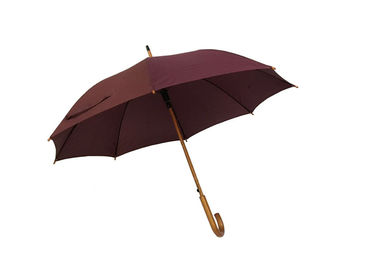 المحمولة مظلة مقبض خشبي براون إضافي دائم قوي للرياح الثقيلة