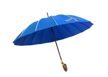 مقاومة الرياح J الشكل الأزرق مظلة الغولف ، رينز مظلة مقبض خشبي