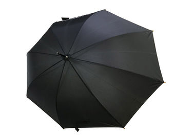 أسود J عصا مقبض خشبي مظلة نسيج البوليستر خفيفة الوزن مكافحة الأشعة فوق البنفسجية