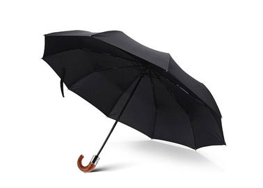 عصا سوداء مظلة ، مظلة صغيرة للسفر البيئية RPET المعاد تدويرها النسيج