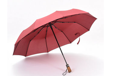 خفيفة الوزن التلقائي Windproof مظلة قابلة للطي مقبض خشبي عززت الإطار