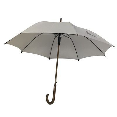 23 بوصة مظلة مستقيمة أوتوماتيكية مفتوحة مع عمود خشبي ومظلة مقبض خشبي