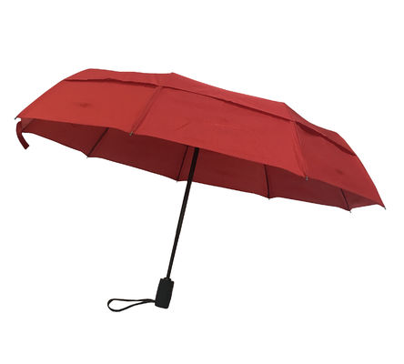 مظلة حمراء أوتوماتيكية بالكامل مقاومة للرياح من طبقتين قابلة للطي لتهوية أمازون