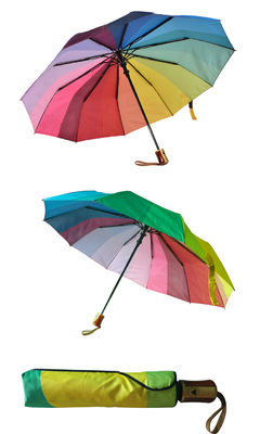مظلة قابلة للطي قوس قزح مقاوم للرياح مع رمح معدني 8 مم