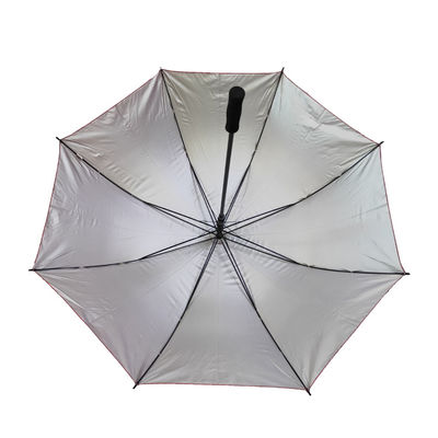 طلاء فضي قماش حريري 190T مظلة نصف أوتوماتيكية 27 بوصة