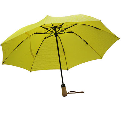 ضلوع معدنية ثلاثة مظلة قابلة للطي لون أصفر مقاوم للماء