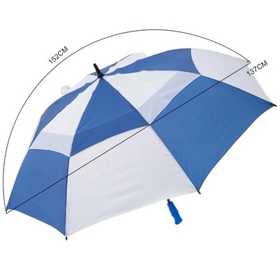 RPET قماش حريري إطار معدني مزدوج مظلة جولف مظلة مع أضلاعه من الألياف الزجاجية
