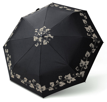 21in 190T مظلة قماش حريري أوتوماتيكية ثلاثة قابلة للطي مع طباعة الشعار