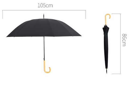 قطر 112 سنتيمتر قماش حريري مظلة مفتوحة السيارات مستقيم مع مقبض J خشبي