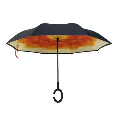 طباعة رقمية كاملة مظلة قماشية معكوسة معكوسة بمقبض C