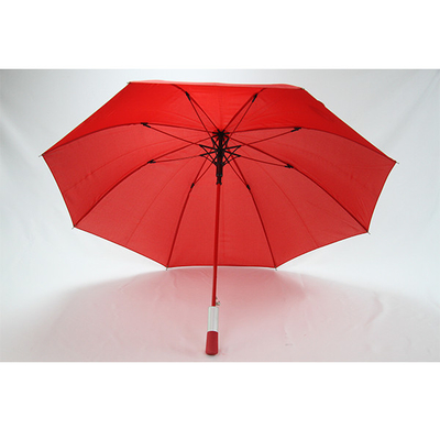 8mm معدن رمح مظلة قماش حريري أحمر مع طباعة شعار مخصص