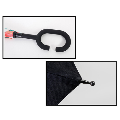 حر اليدين C مقبض مظلة معكوسة مقلوبة قابلة للطي طبقة مزدوجة صامد للريح