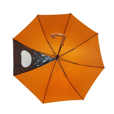 قماش حريري إطار معدني للسيدات مظلة مطر لون برتقالي أوتوماتيكي