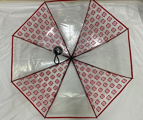 21 بوصة مظلة قابلة للطي شفافة دليل فتح الإطار المعدني