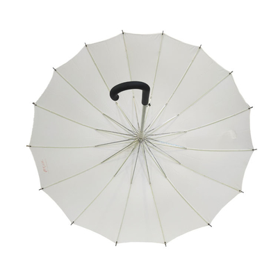 16 ضلوعًا مظلة مفتوحة للسيارات باللون الأبيض مظلة طويلة