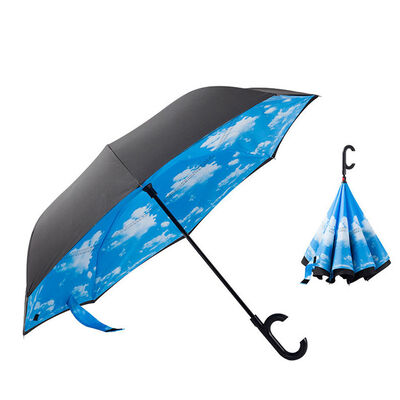Reversible Design 23 Inches Reverse Inverted Umbrella with Pongee Fabric for Windproof Protection