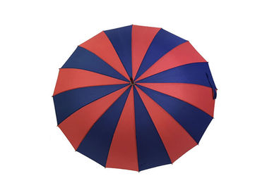 أحمر أزرق فاتح مقبض خشبي مظلة الرياح مقاومة قوي قوي