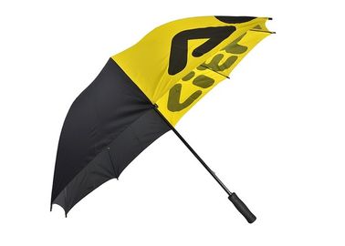 قماش حريري مظلات سوداء صفراء ترويجية للأشعة فوق البنفسجية طول إجمالي 101 سم