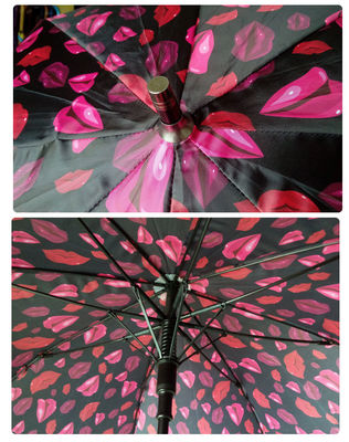مظلة معدنية قابلة للطي 8 ملم رمح أحمر الشفاه للنساء