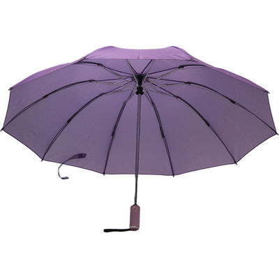 وافق BSCI على ثلاثة مظلة قابلة للطي أرجواني اللون مقاوم للماء إغلاق تلقائي