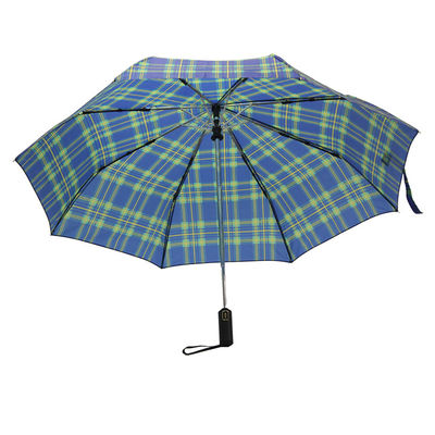 مظلة أوتوماتيكية مفتوحة ومغلقة باللون الأخضر مخططة بثلاث مظلة قابلة للطي للرجال