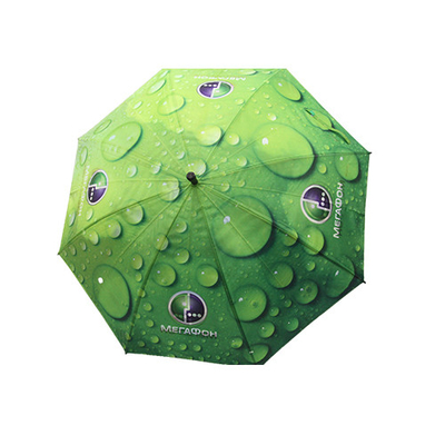 مظلة مستقيمة قطرات المطر الخضراء مع عمود معدني 8 مم