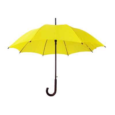 مقبض خشبي السيارات المفتوحة مظلة مستقيمة صامد للريح مع رمح الألياف الزجاجية