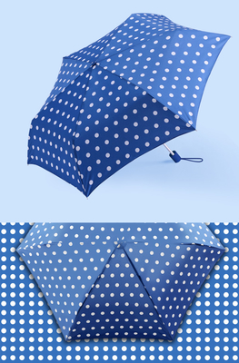Polka Dot Printing 21inchx8K Pongee 190T Sun Protection Umbrella For Women