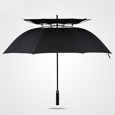 مظلة مزدوجة مستقيمة مخصصة للجولف مظلة شبه أوتوماتيكية صامدة للرياح مقاومة للماء